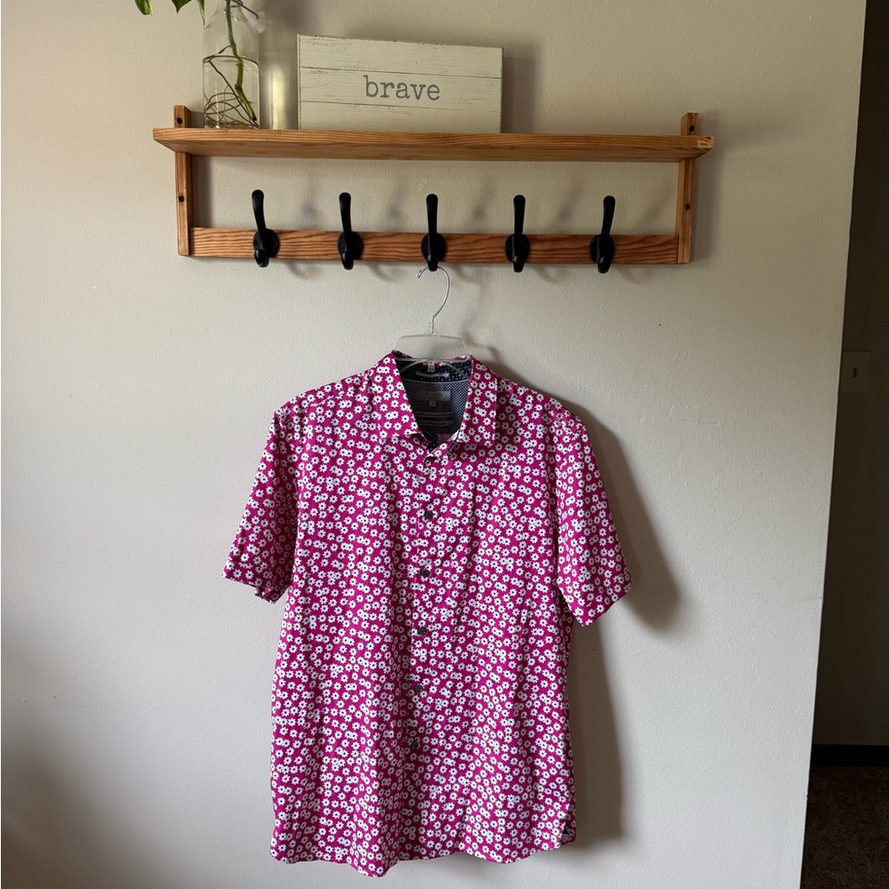 Ted Baker White and Pink Patterned Shirt